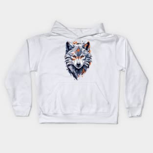 Gray Wolf AI Art Kids Hoodie